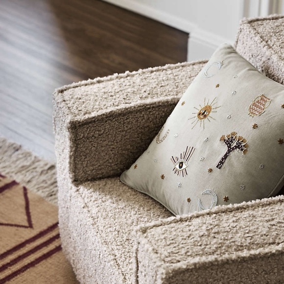 Gwen Embroidered Square Kids Throw Pillow by Jeremiah Brent  Crate & Barrel Gwen Embroidered Square Kids Throw Pillow by Jeremiah Brent NWT